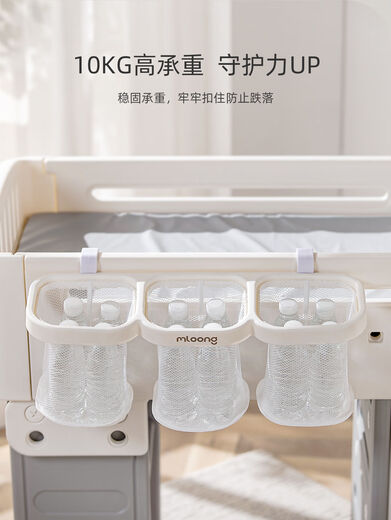凌誉勋婴儿床边挂篮置物架宝宝尿不湿收纳挂袋尿布台围栏床头收纳盒 挂篮-白色