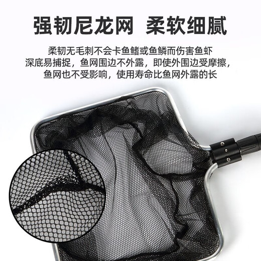 Haizhen fishing net, fishing net, koi fish pond net, goldfish fish tank copy net, aluminum alloy small dragon fish hand copy net, stainless steel retractable small size, length 83cm, net depth 20cm