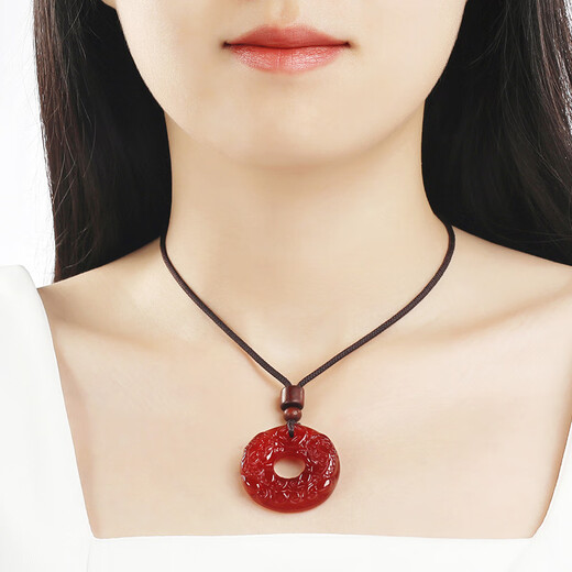 Phoenix Jewelry Red Agate Pendant Jade Pixiu Peace Buckle Pendant Men and Women Amulet Jade Pendant Jade Necklace Birthday Gift
