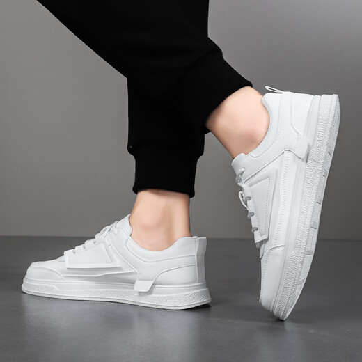 
Wang Zhibu solid color white board shoes 2025 student sports shoes men's spring and autumn new casual shoes thick sole height-enhancing white shoes 1105 white 42