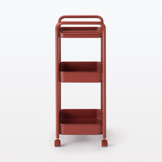 MUJI Steel Tube Trolley Rack Storage Rack Organizing Storage Rack Kitchen Bathroom Modern Simple Dark Red