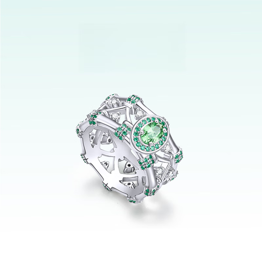 Yingxin Zhang Yuan 925 silver gemstone tsavorite ring women's bamboo-shaped ring-like bamboo braided ring 11-120 carats