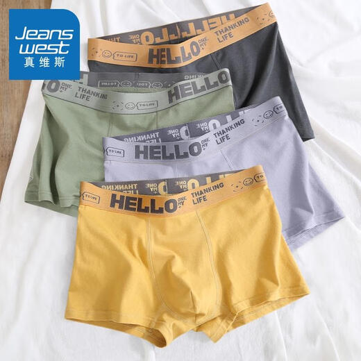 JEANSWEST Men's Underwear Pure Cotton Boxer Large Size Four Corners 4