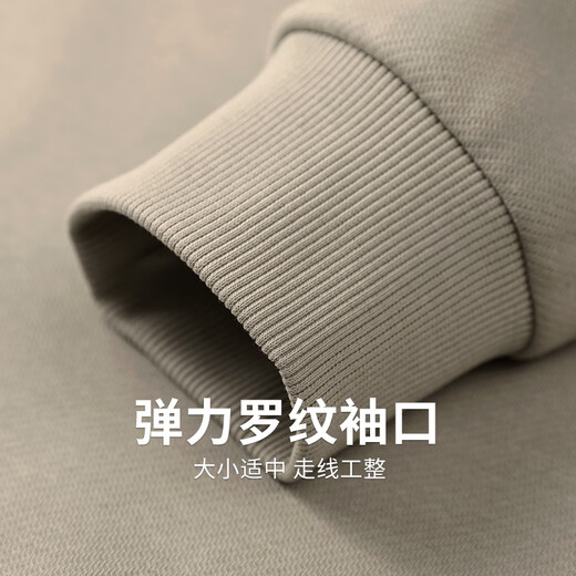 与狼共舞【刺绣】圆领卫衣男士2025秋季新款宽松百搭耐磨套头休闲上衣3007 卡其701 S (165)