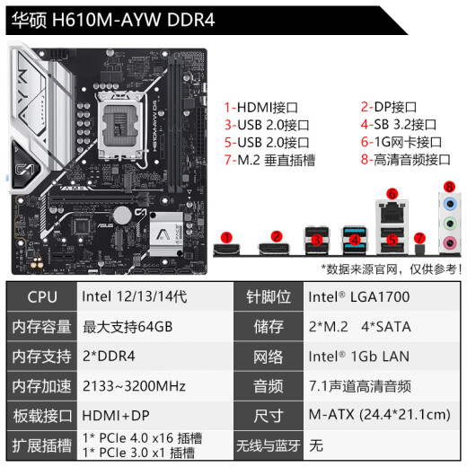 华硕（ASUS）13代CPU主板 i7 13700kf 13790f 13700f 散片 盒装 板U套装 H610M-AYW DDR4 哎呦喂 i7-13700KF散片【三年店保】