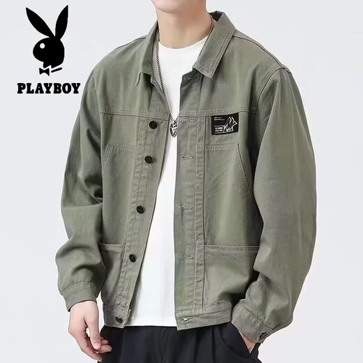 Jacket Playboy Spring et automne 2025 Nouvelle chemise Automne Veste de travail masculine de la veste de début d'automne [Version mise à jour] K12806 Gray 5xl [suggéré 180-200jin [Jin est égal à 0,5 kg]]]
