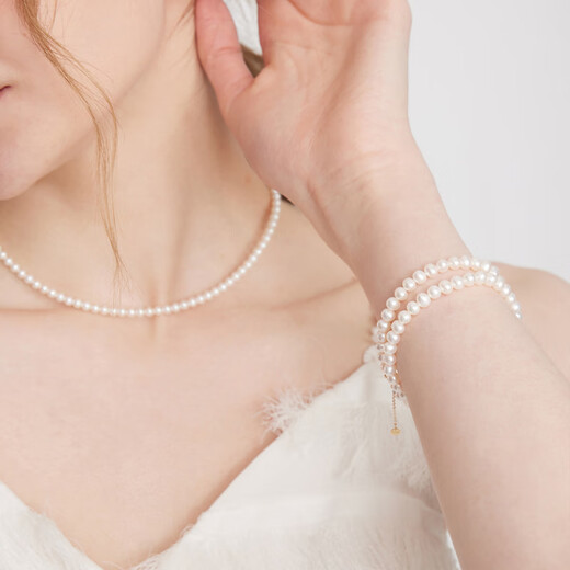 Yangyan sweet honey 18k gold natural freshwater pearl bracelet for women high gloss pearl light luxury bracelet 18k gold-gold/approx. 5-6mm