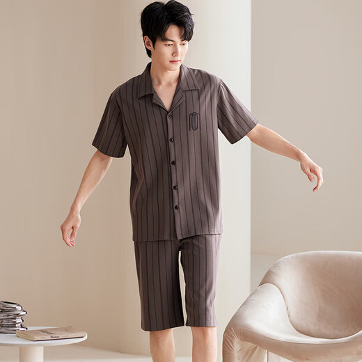 Yu Zhaolin (Yuzhoolin) Пижама Мужские чистые хлопковые шорты Summer Shorts 2025 Новая летняя мужская домашняя одежда для дома набор больших размеров для внешнего износа NSAlm-LMSJ9226 л (рекомендуется 100-125 JIN [JIN равен 0,5 кг])))