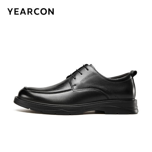 Yierkang Herrenschuhe, Schnüre-up-Softround-Toe-Lederschuhe, Herrenmodemetemperament, geschäftliche formale Schuhe, Hochzeitsschuhe, 6304W Schwarz 42