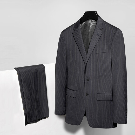 杉杉西服套装男四季商务休闲两件套新郎伴郎礼服工作正装条纹舒适套西