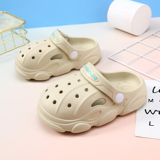 G.Duckkids kleine gelbe Ente Kinderhoch Schuhe Jungen Sandalen Mädchen Mädchen Sommer Anti-Rutsch mittelgroße Kinder Baby Beach Schuhe Junge [Leichte Platte] Sandfarbe 24 25 (innere Länge 170 mm)
