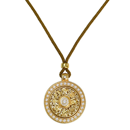 Ya Ge Wei Xue's same ancient method dotted diamond rotating eight-treasure compass pendant sand gold necklace braided rope sweater chain women's small compass