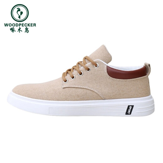 Woodpecker Old Beijing cloth shoes men's shoes summer versatile board shoes men's sports casual shoes soft sole breathable canvas shoes men's single shoes Z-898 khaki (flat sole) 42
