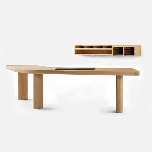 Sanqi Tiger Arc Schreibtisch Nordic High-End Full Massivholz Schreibtisch Großer Schreibtisch Chef Schreibtisch Studie Manager Präsident Schreibtisch Real Holz Farbe 1,5 Meter Schreibtisch 1500*693*750 mm