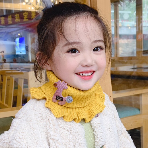 Autumn and winter baby scarf women's neck scarf knitted thickened windproof warm cute boys and girls children's winter deer scarf pink + beige children's deer scarf