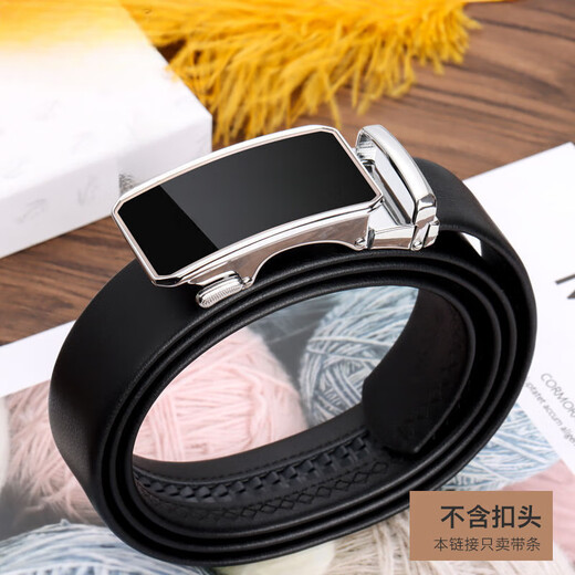 Watson Sheep Headless Belt Men's Cow Belt Strip Automatic Buckle Business Casual Pants Belt Fashion Black 120cm