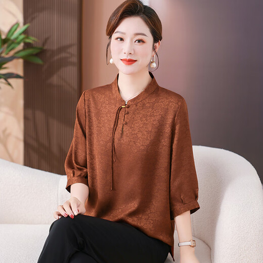 Commander Xiongs neuer chinesisches Mutter-Top-Mode-Shirt 2025 NEUER NEUER mittleren und älterer chinesischer Stil Lose T-Shirt für Frauen 9902 Green XL empfohlen 90-110jin [Jin ist 0,5 kg]