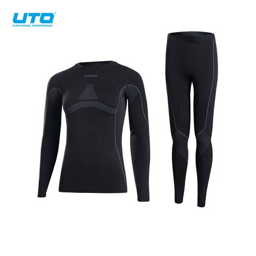 UTO quick-drying clothing for women running outdoor sports mountaineering ski clothing thermal underwear set black gray L