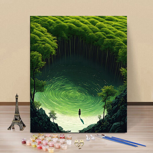 龙觇治愈系风景数字油画diy手工填色治愈高颜值ins风客厅装饰画 Z-677遗忘的空间 50*65内框+笔颜料+挂钩(无边框)