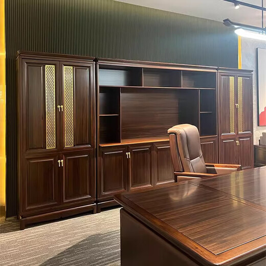 Aosenmingxin Chinese solid wood boss desk President desk Chairman ebony desk General manager high-end executive desk 2.4 meters boss desk