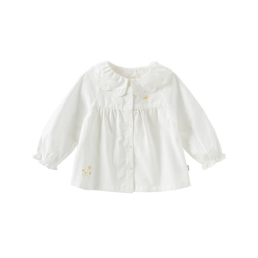 DAVE&BELLA children's clothing children's long-sleeved shirt pure cotton children's clothing baby girl bottoming top girl's shirt spring new style off-white ready stock 110 cm (recommended height 100-110cm)