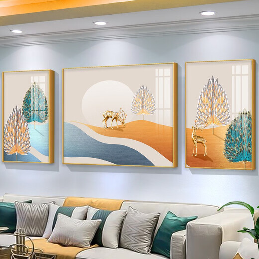 Modernes Licht Luxus Wohnzimmer Sofa Hintergrund Wanddekoration Maler Sinn abstraktes modisches Internet Promi Triple Hanging Malerei Kunstmalmal