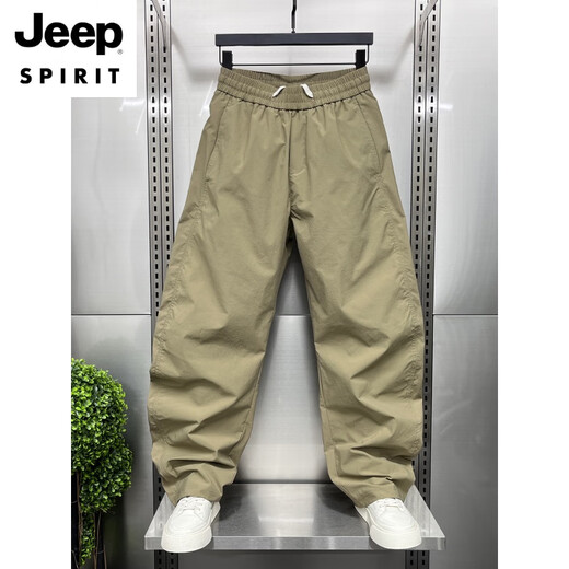 
JEEP SPIRIT summer new American casual scimitar pants for men loose thin high street wide-leg pants large size youth harem pants khaki M weight 105-125Jin [Jin equals 0.5 kg]