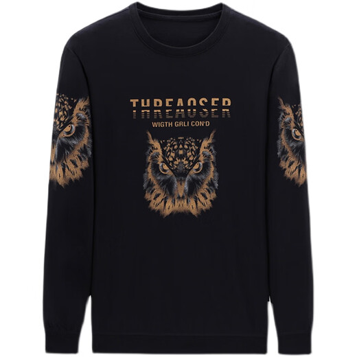 AX Armani men's sweatshirt high-end 2025 spring and autumn new round neck men's long-sleeved T-shirt pure cotton slim 8905 black M 16590-120Jin Jin equals 0.5 kg