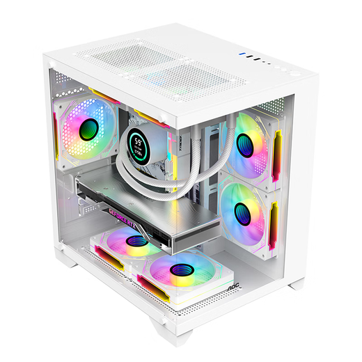 AOCCG391 sea view room case matx column-free panoramic side-transparent ITX computer main case high-value DIY desktop game e-sports 240 water-cooled white main case CG391W white + 3 ice 120 fans default positive leaf