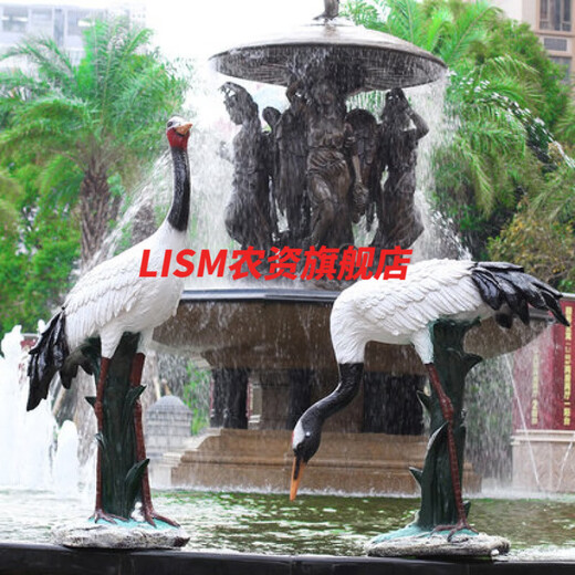 LISM户外仿真白鹭摆件花园林庭院水池仙鹤玻璃钢雕塑景区动物 Y1365 八只白鹭一套