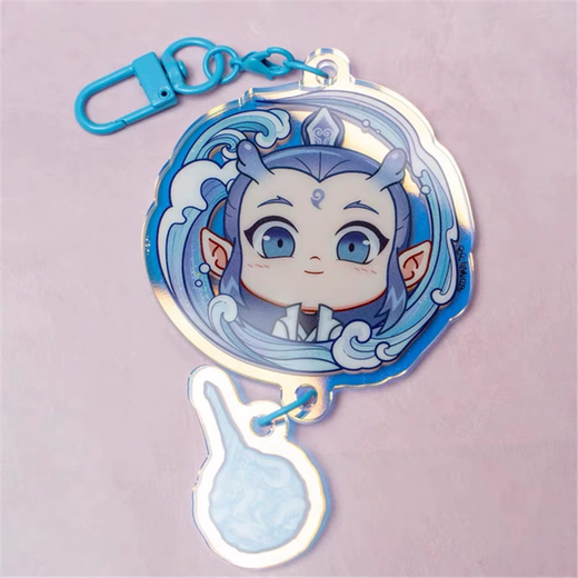 Keychain: Demon Child Gift Peripheral Bell Nezha acrylique Cartoon Star School Sac SEA Pendent 1 Set 6 [6 Modèles moyen]