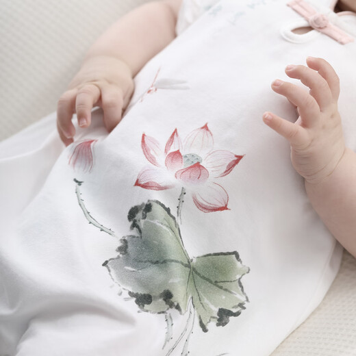 Bali pig baby jumpsuit for summer thin new Chinese style Chinese style Hanfu little flying sleeves sleeveless outing clothes Magpie sings branches 90cm