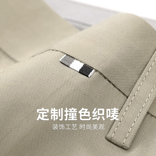与狼共舞【抗皱竹纤维】弹力休闲裤男2025夏季新款易打理免烫亲肤长裤4025 卡其701 33