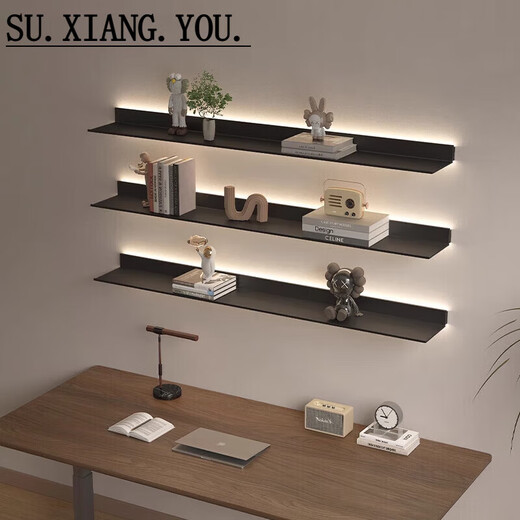 Suoyouyou wall storage rack LED light-emitting laminate aluminum alloy wall wall storage rack one-word partition display Yahei 15*120 three color temperatures optional
