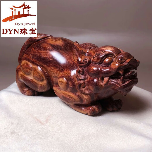 DYN正宗海南黄花梨木雕钱袋手把件紫油梨糠梨手工红木文玩收藏工艺品 2款貔貅长10.8宽5高5.3cm
