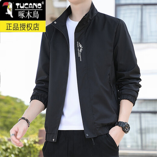 Woodpecker Spring and Automne Mink Stand Collar veste décontractée masculine de style coréen de style coréen à la mode courte du vent à manches longues pour hommes à manches longues.