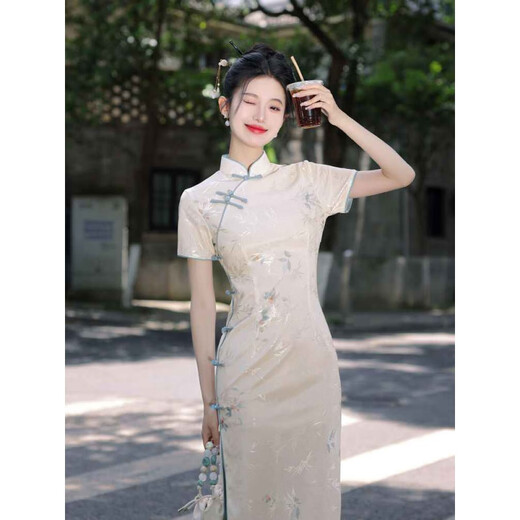 Neue chinesische Stil täglich tragbare kleine mittelgroße Cheongsam Neue Sommer verbesserte junge Modell 1584 Bildfarbe L.
