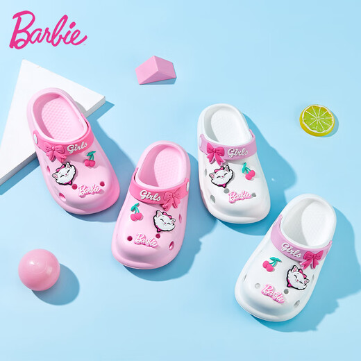 Barbie Kinderschuhe Mädchen Sandalen Badezimmer Baotou Beach Pantoffers Loch Schuhe süßes Mädchen DA6810 Meter Weiß 20