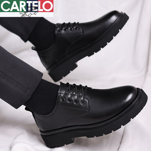 CARTELO crocodile casual leather shoes for men genuine leather 2025 new spring and autumn British style business formal wear big head suit wedding shoes for men black four seasons 41