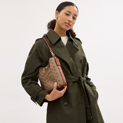 COACH Gift New Women's Classic Logo WILLOW No. 19 Soft Bucket Bag Presbyopia Women's Bag B4/Brown Caramel Color