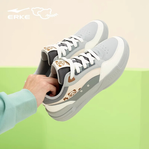 Hongxing Erke Battery Panda 4Lite Board Schuhe Herrenschuhe 2025 Sommer neuer dicker Solid-Lösungsverkehrsverkehrsschuhe Herrenzyklische Grau/Mikrokristall Weiß/Stahlgrau 41 41