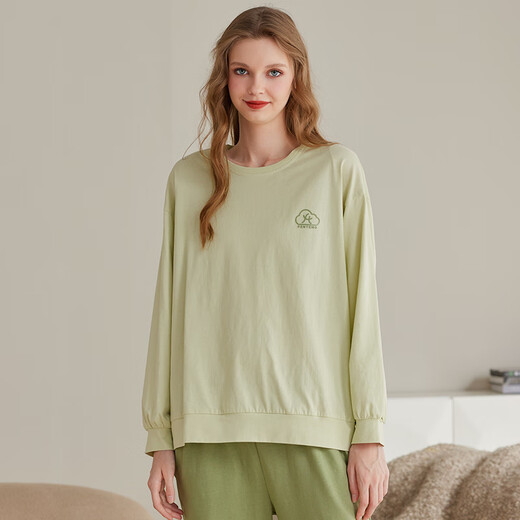 Fenteng Spring and Autumn Couples New Long-sleeved Pajamas Pure Cotton Pullover Women's Round Neck Large Size Men's Youth Cotton Home Clothing Set