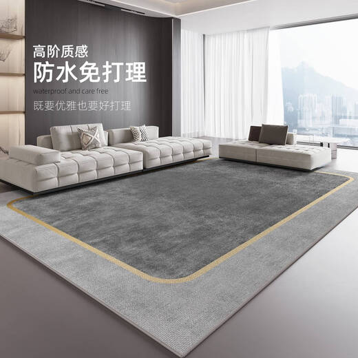 TURBOUN客厅地毯轻奢感免洗黑沙发搭配地毯客厅2024新款轻奢感房 15839 1件 140*200CM无甲醛无异味