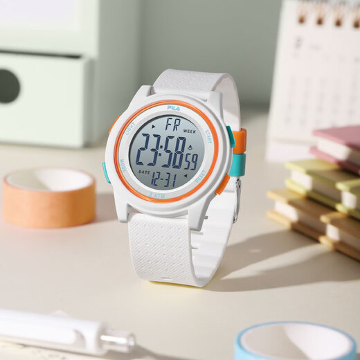 FILA New Year's gift sports watch for primary school girls, junior high school students, waterproof luminous alarm clock electronic watch 6658-003