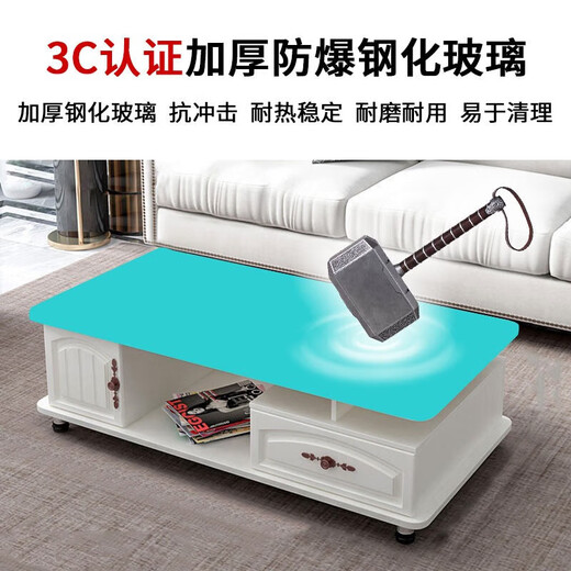 Yipinfancheng 24-hour flash coffee table living room simple coffee table TV cabinet combination set living room coffee table 1.3M warm white + white marble glass tempered glass desktop