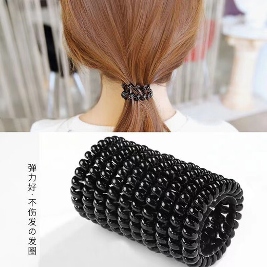 Jiuweiya phone cord hair band for women new high-end hair rope to tie hair rubber band leather cover for women high elasticity and durable traceless headband JYFQ177 black 4 pieces