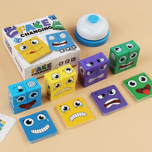 Nuevo estilo de nueva batalla de madera de cuatro personas para el cambio de la cara de los niños Expresión de Cube de Rubik Educación temprana Educación Padre-Hiñón Juguetes de madera Batalla de cuatro personas For Face
