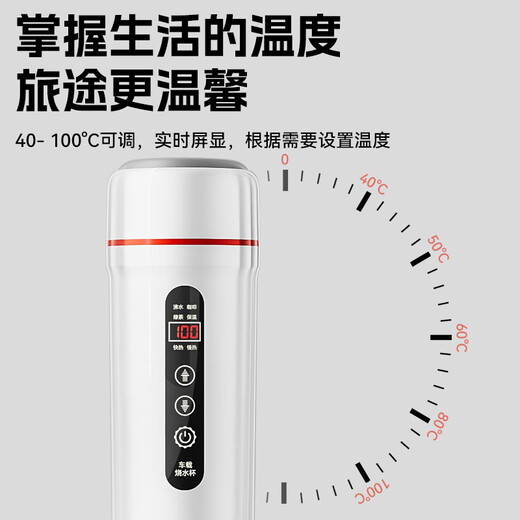 CLCEY烧水壶新款保温一体加热杯12v24v车内专用烧水壶电热水杯 基础款皓月白12v24v通用 12240ml