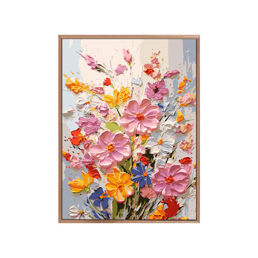 今福今贵繁花似锦diy数字油画填充涂色丙烯手绘感油彩画 客厅装饰挂画 nx12610 40*50cm绷好实木内框+外框(免安