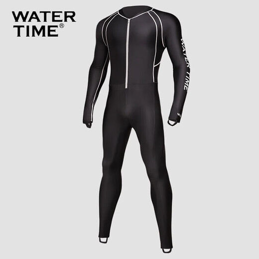 WATERTIME wetsuit men's jellyfish suit snorkeling suit sun protection waterproof mother cold one-piece long-sleeved swimsuit swimming surfing equipment black S (height 160-165 weight 50-55kg)